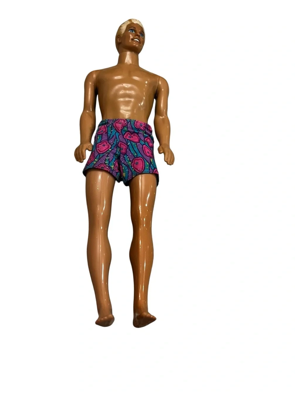 Vintage 90s Barbie glitter Ken beach tropical tan doll bathing suit